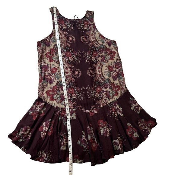 Free People Woman Small Paisley Print Flowy Hem Slip Dress Boho Festival - Picture 6 of 9